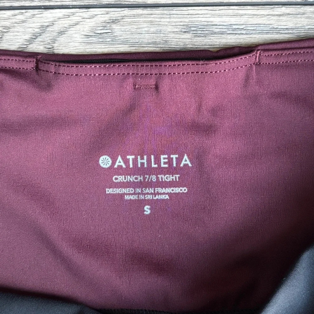 Athleta Crunch Colorblock 7/8 Length Tight Leggings Supersonic Black Burgundy S - Picture 4 of 13